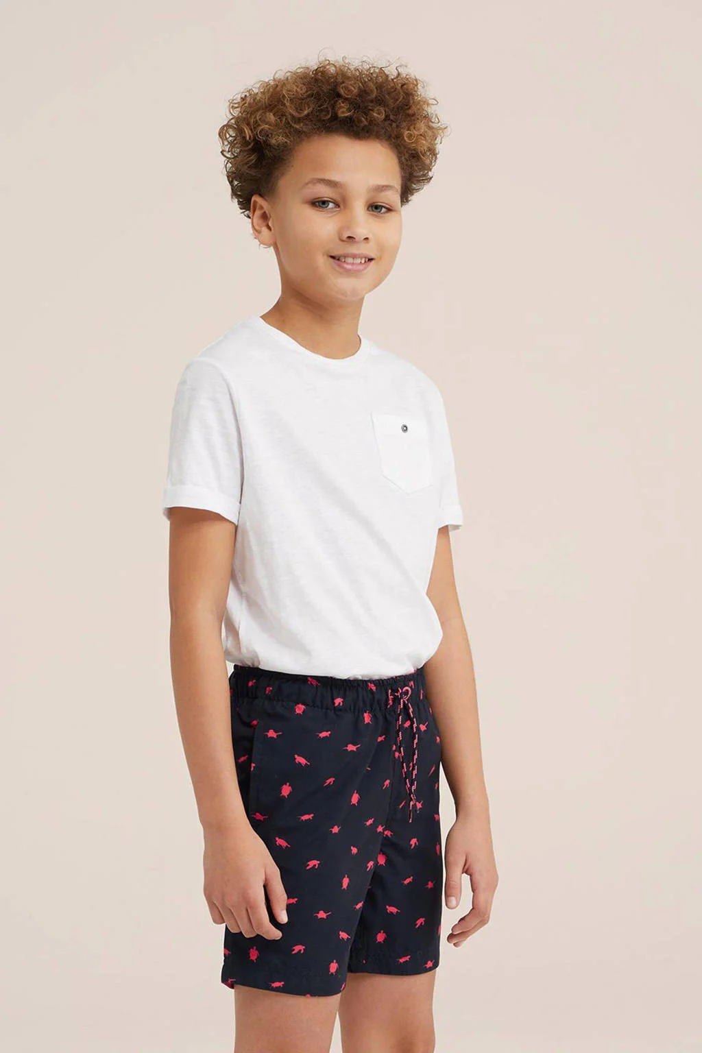 zwemshort donkerblauw/roze