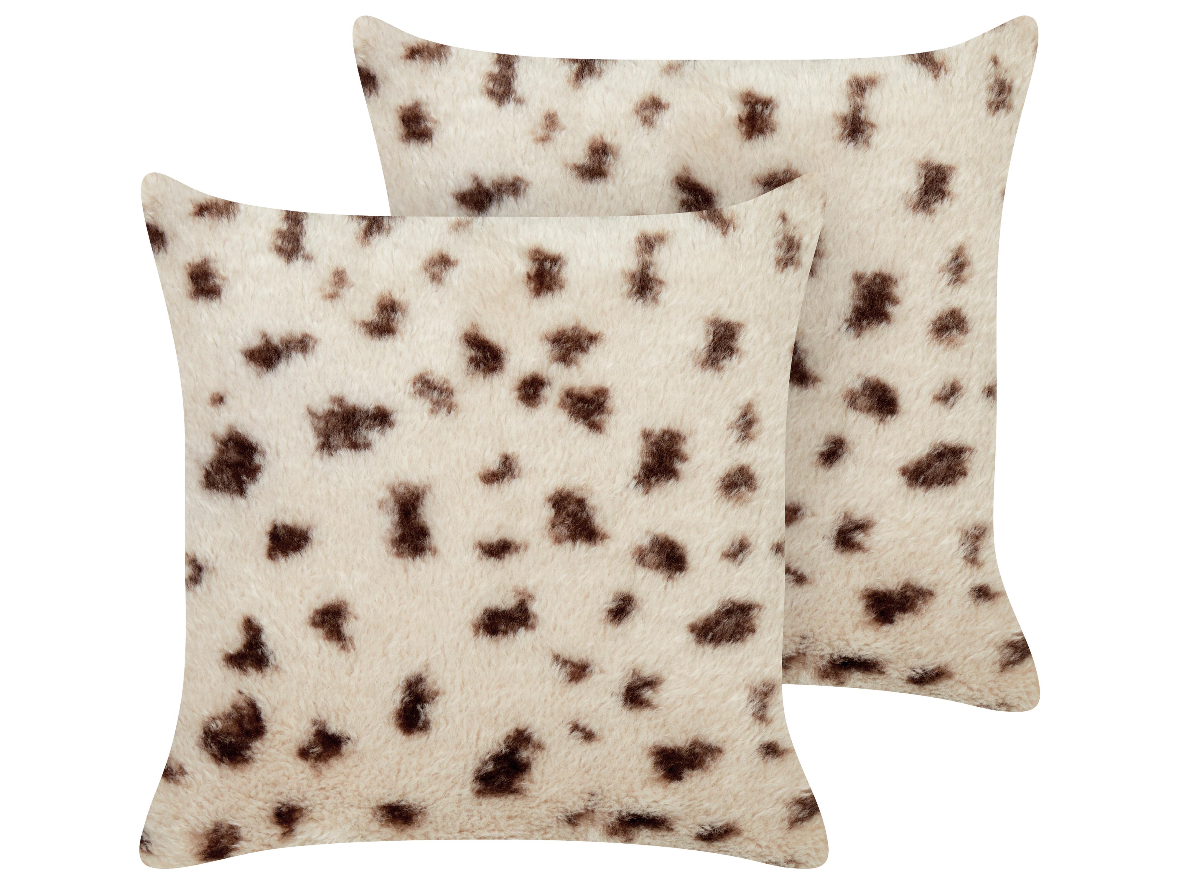 Set van 2 sierkussens KASRA Nepbont 45 x 45 cm Lichtbeige abstract patroon