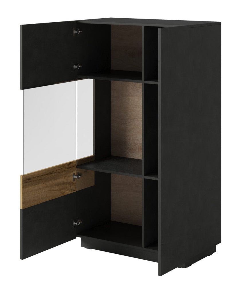 Sublime - Vitrinekast - Grijs/eiken - 80x40x138 cm
