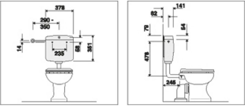 Plieger - Rhein - Laaghangend Reservoir - Wit - Single Flush