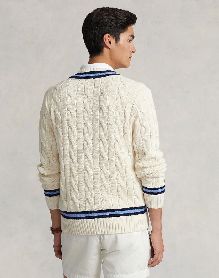 Polo Ralph Lauren 1/4-5 COTTON-LSL-PLO Cream w/ navy stripe