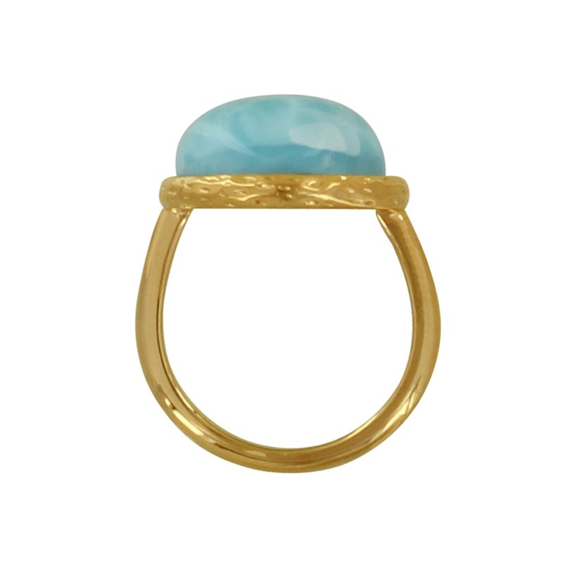 Bague Plaqué Or Grosse Demi Perle de Larimar