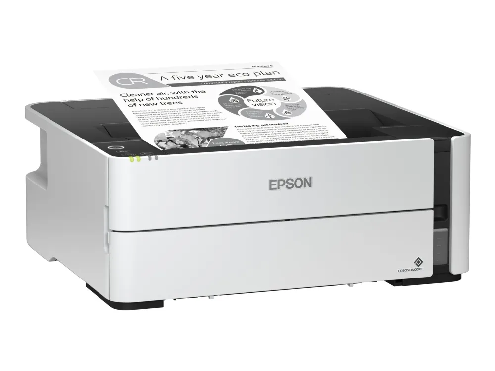 Epson EcoTank M1180 - Printer - S/H - Duplex - blækprinter - kan genopfyldes - A4/Legal - 1200 x 2400 dpi - op til 20 spm - kapacitet: 250 ark - USB 2.0, LAN, Wi-Fi