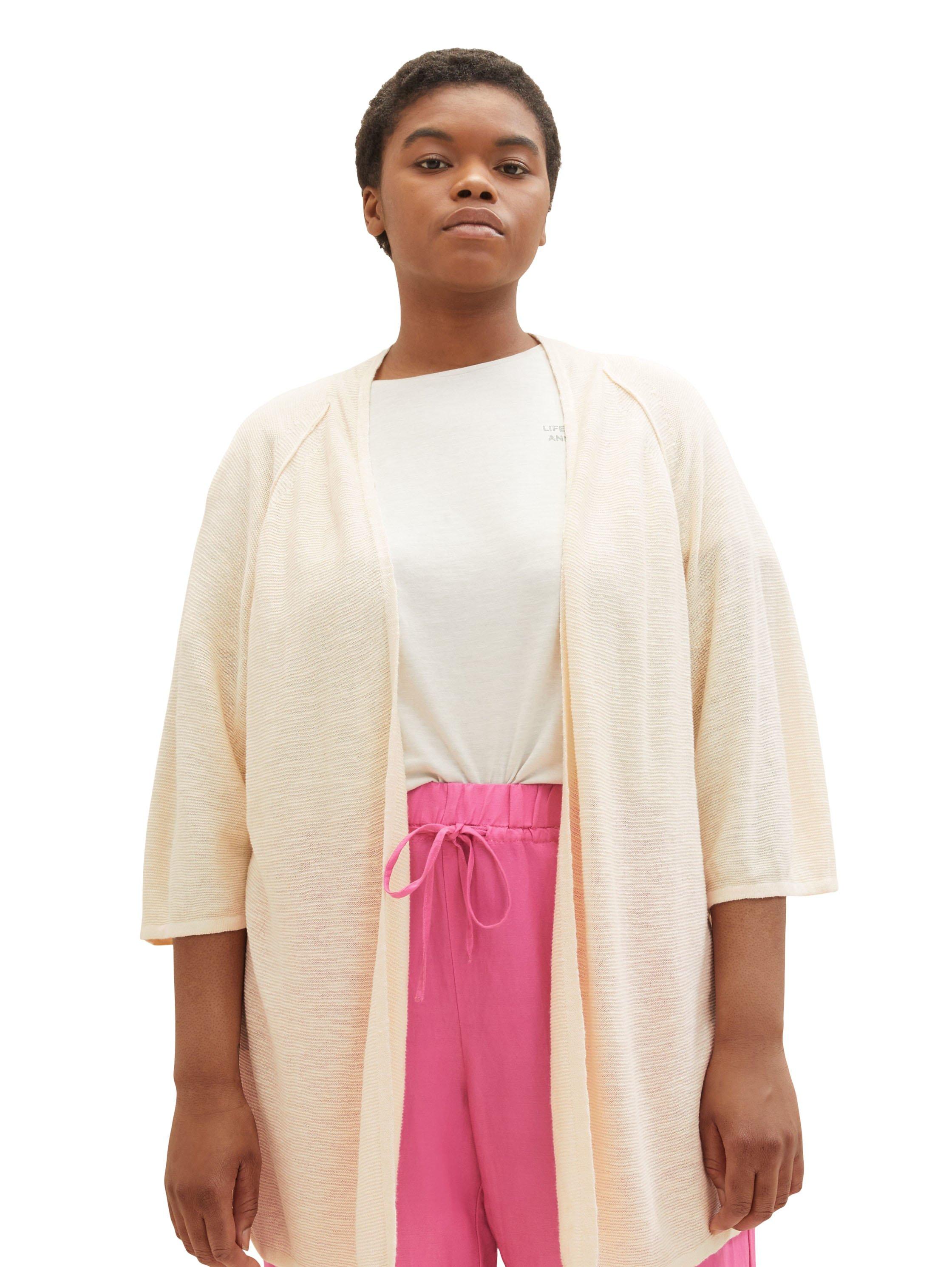 Cardigan in offener Form mit 3/4-Arm, aus Leinen-Mix