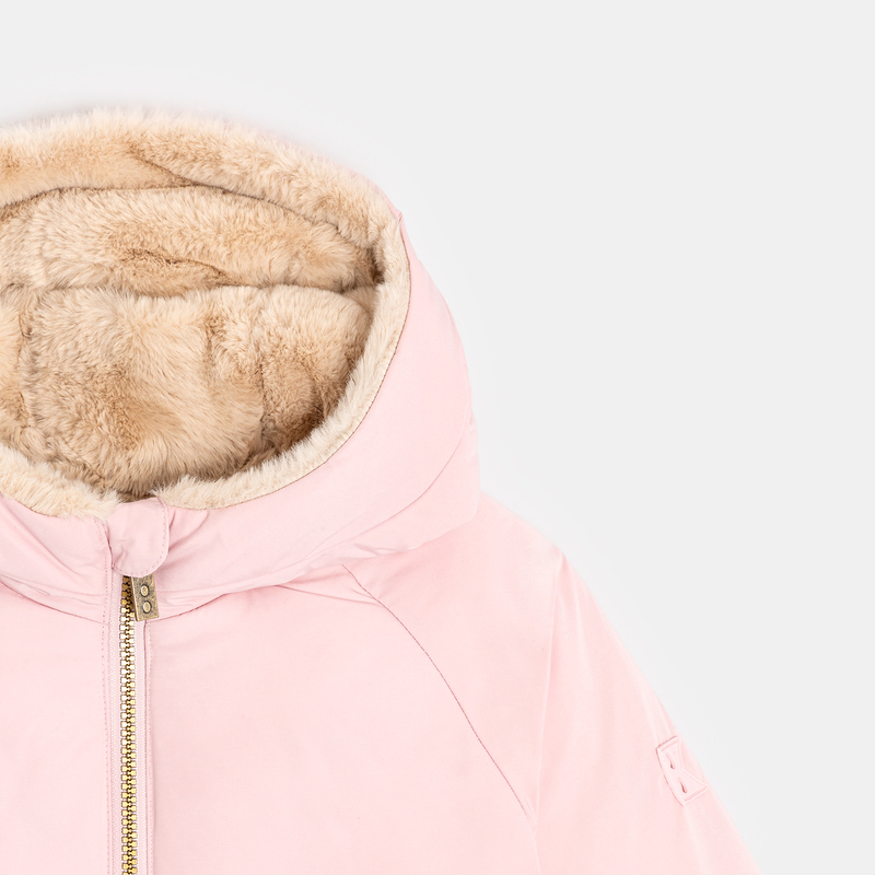 Blouson réversible fausse fourrure rose Fille