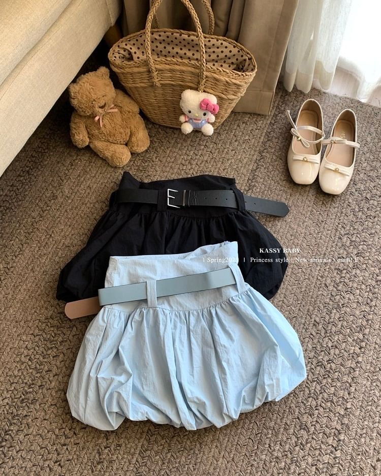 Metonymph - Set: Hoge taille effen papieren minirok + riem