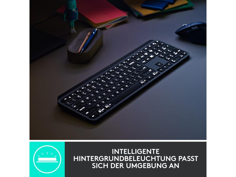 Logitech Tastatur Mx Keys for Business Komfortable Business-Tastatur mit «Logitech Flow»-Technologie und Logi Bolt Empfänger