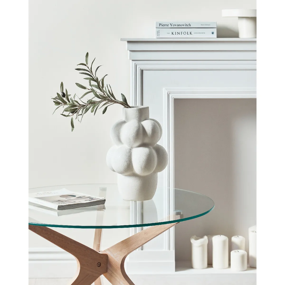 Beliani Vase VIMBA - Blanc Cassé