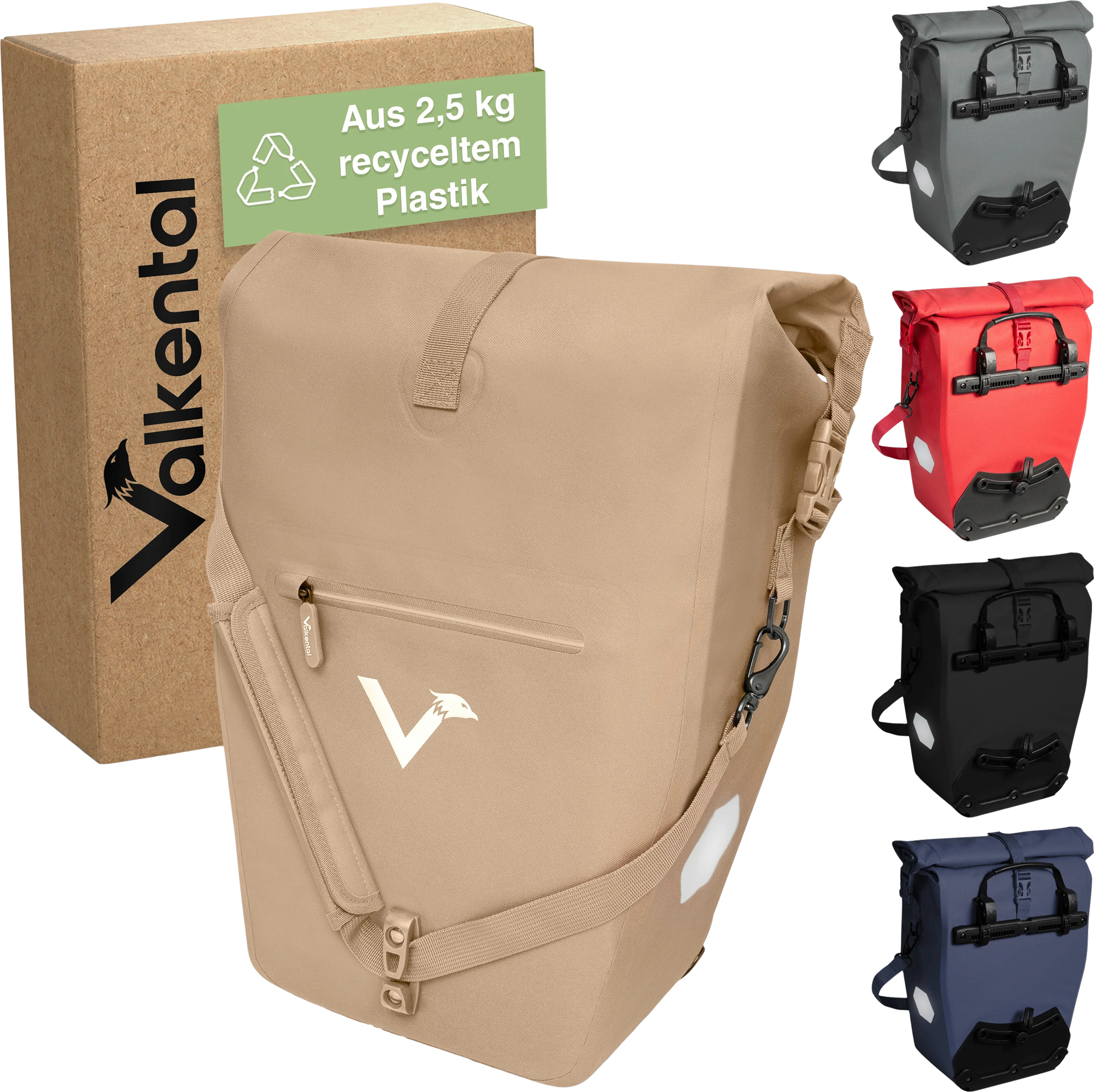 Valkental ValkOcean Gepäckträgertasche 28 Liter beige
