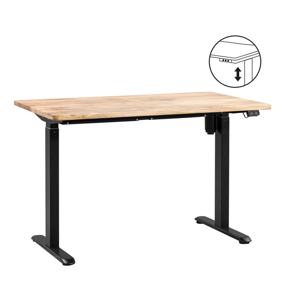 Bureau Homeworx zit/sta elektrisch verstelbaar – mangohout/zwart - 75/118x120x70 cm