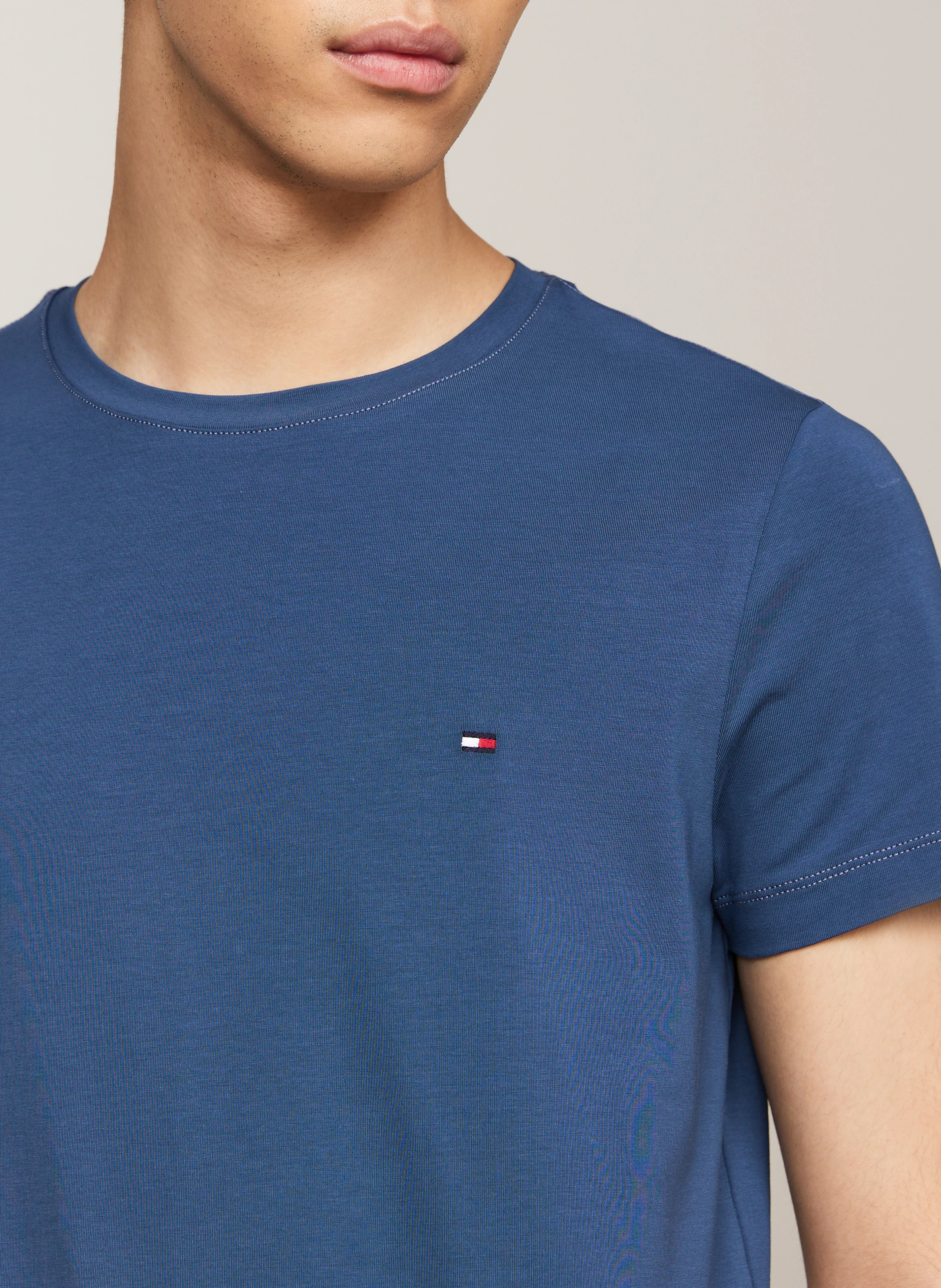 Tee-shirt col rond slim-fit en coton bio | Bleu