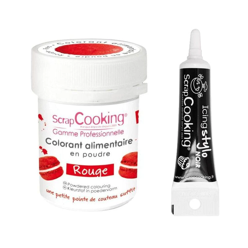 Colorant alimentaire Rouge + Stylo de glaçage noir Scrapcooking