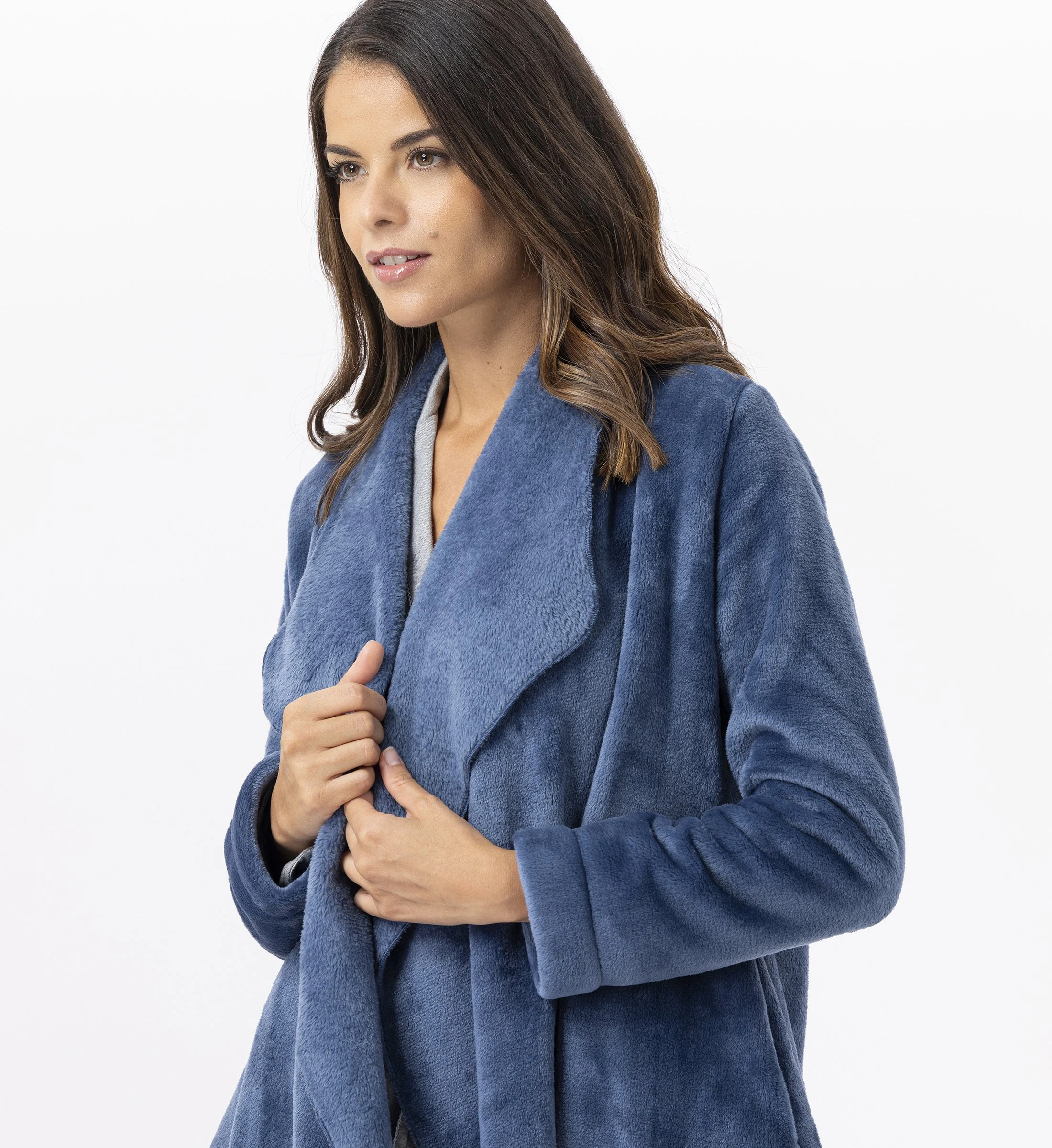 ESSENTIEL 873 - Veste en peluche flanelle | Bleu
