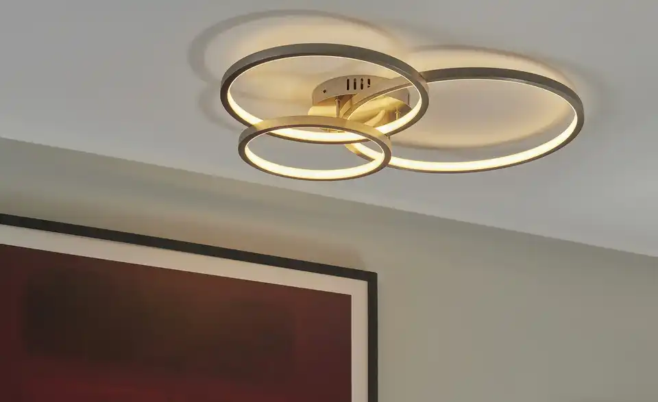 Trio LED Deckenleuchte 3-flammig edelstahlfarben, lackiert