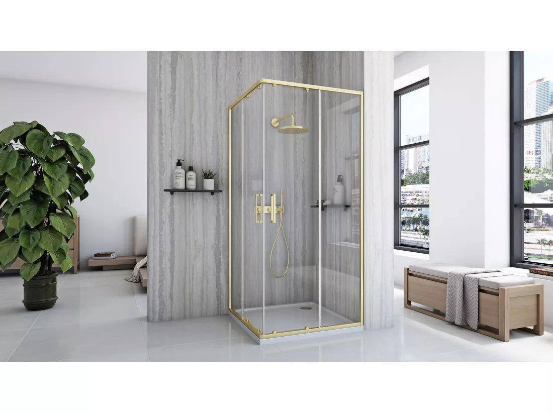 Cabine De Douche Rea City 90X90 Brush Gold