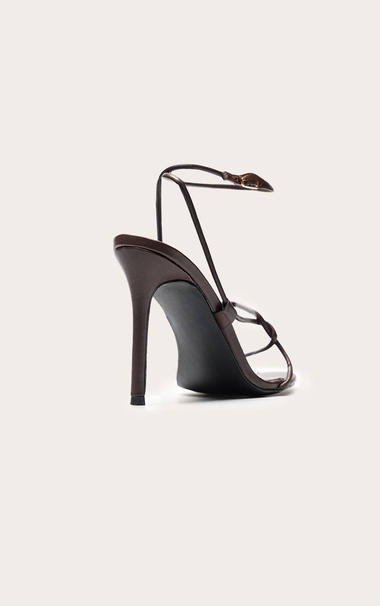 Chocolat Sandales À Talons Bout Pointu Avec Lanières Torsadées En Synthétiquecuir