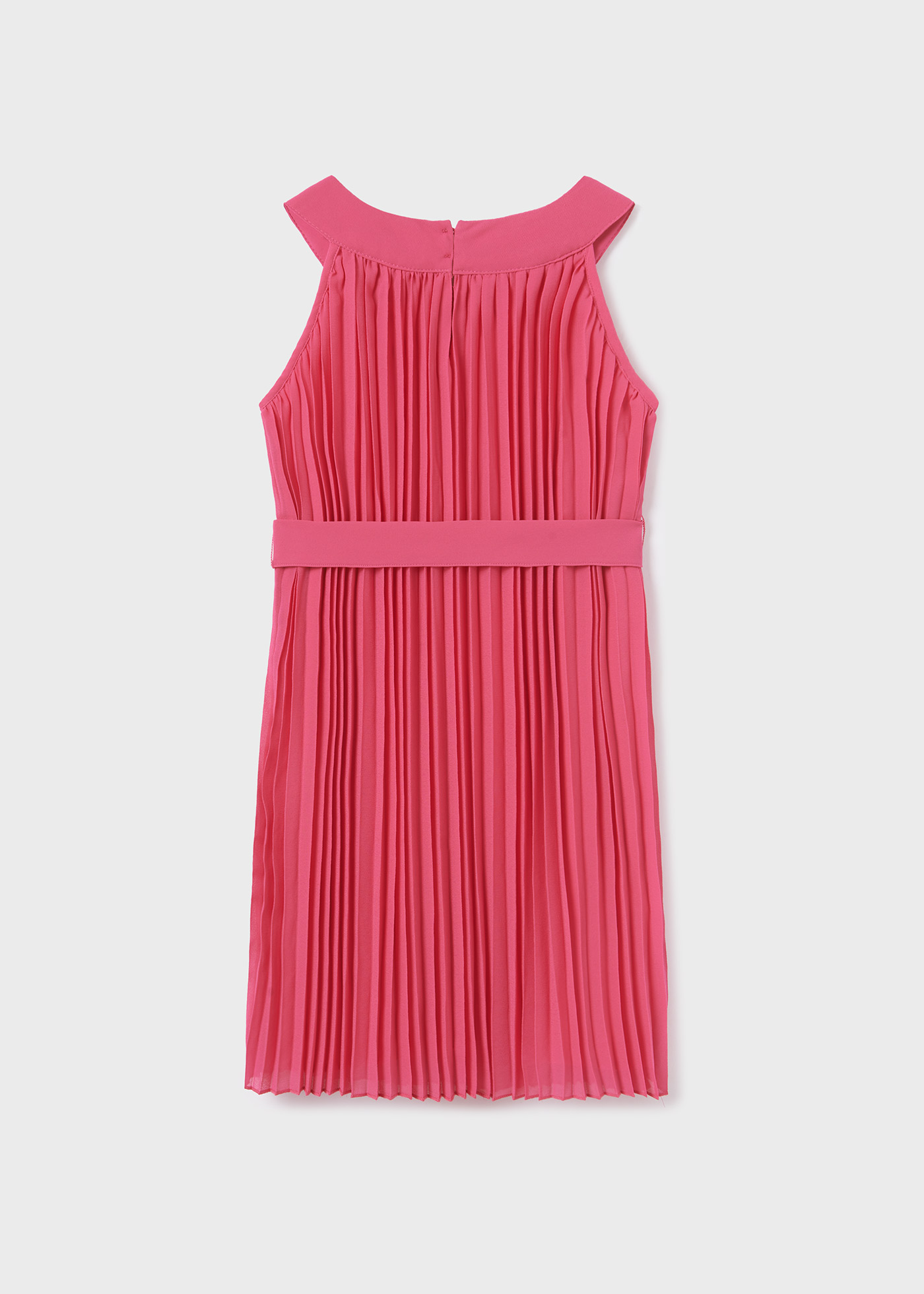Vestido plissado com cinto de laço para menina