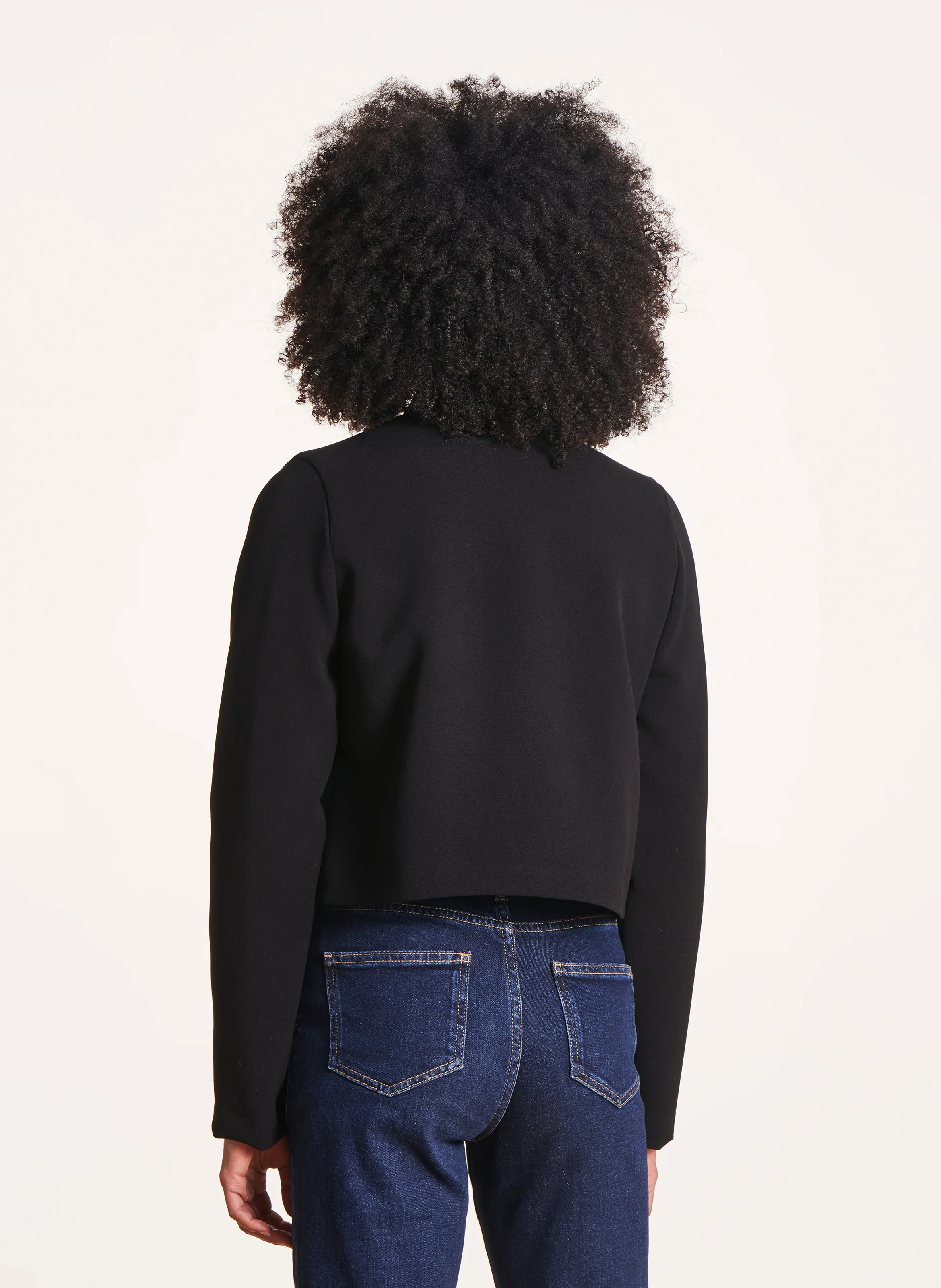 Veste courte droite col mao | Noir