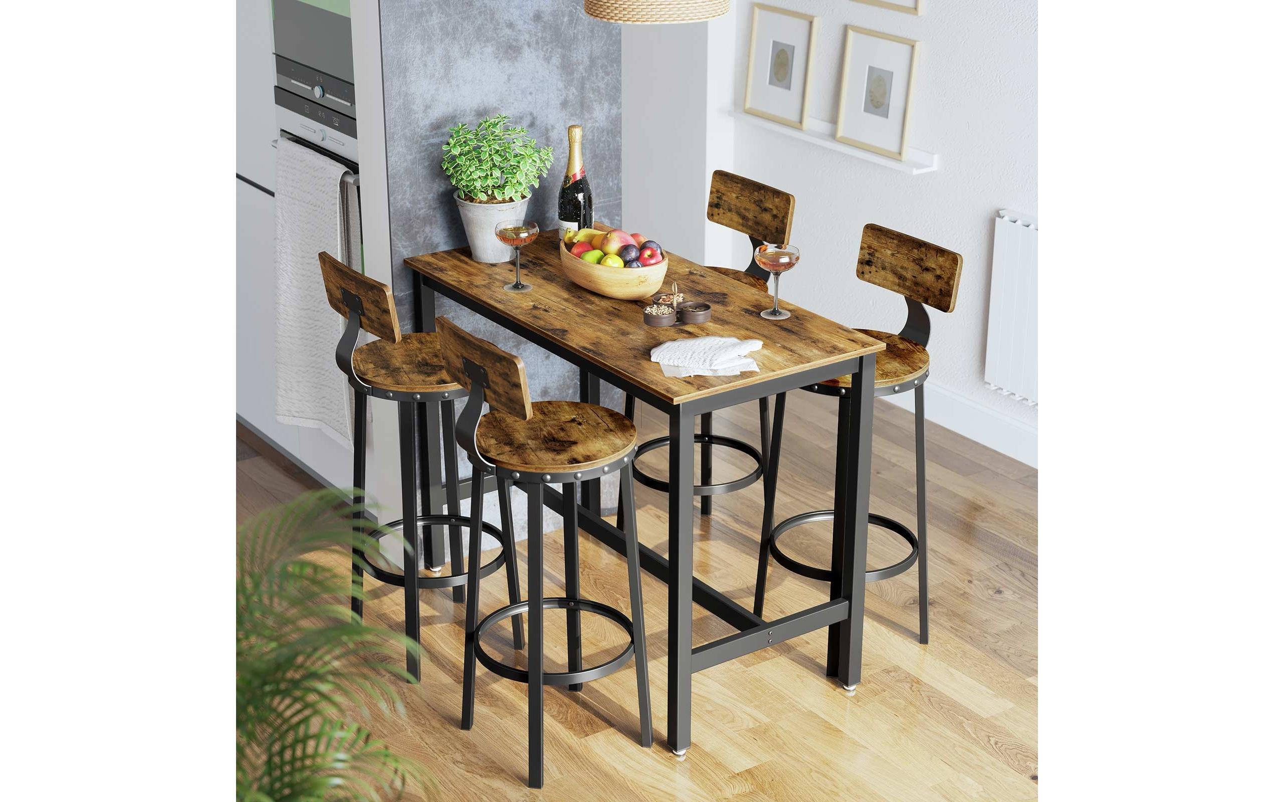 Barhocker 2er Set 54 x 99 cm, Braun/Schwarz<br>Stabile Barstühle