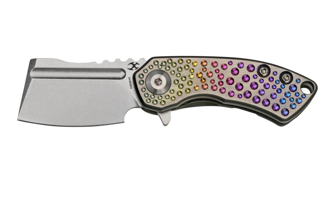 Kansept Mini Korvid K3030A5 Stonewashed CPM-S35VN, Gradient Titanium zakmes, Justin Koch design
