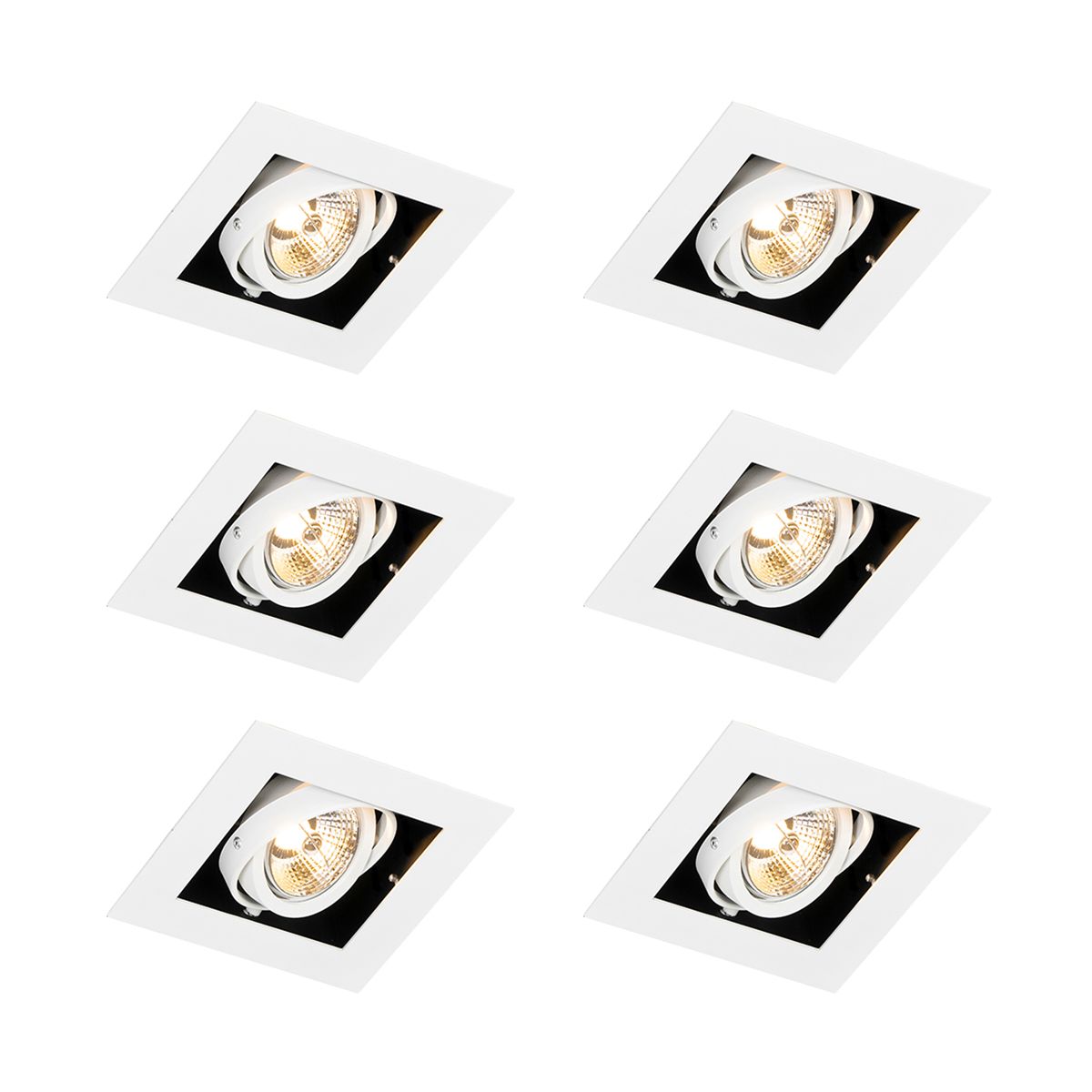 Set van 6 Moderne inbouwspot wit verstelbaar - Oneon 70