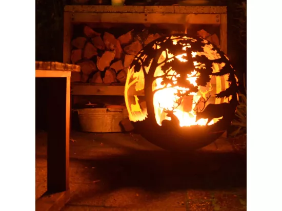 Brasero rond en métal rouillé Forêt