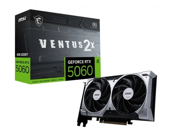 MSI GeForce RTX 5060 8G VENTUS 2X OC - Grafikkort - GeForce RTX 5060 - 8 GB GDDR7 - PCIe 5.0 x16 - 3 x DisplayPort, HDMI