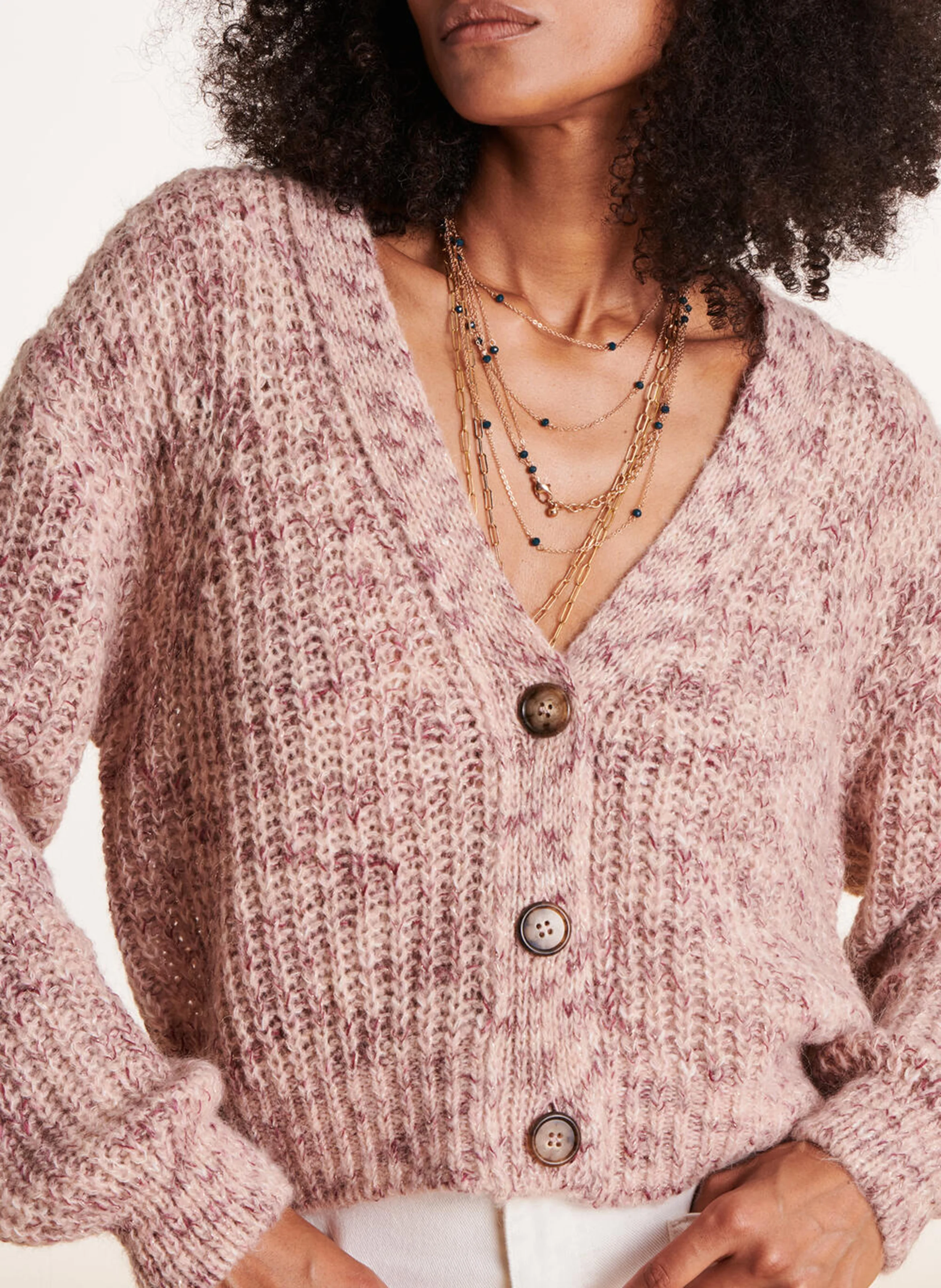 Gilet court à col V | Beige
