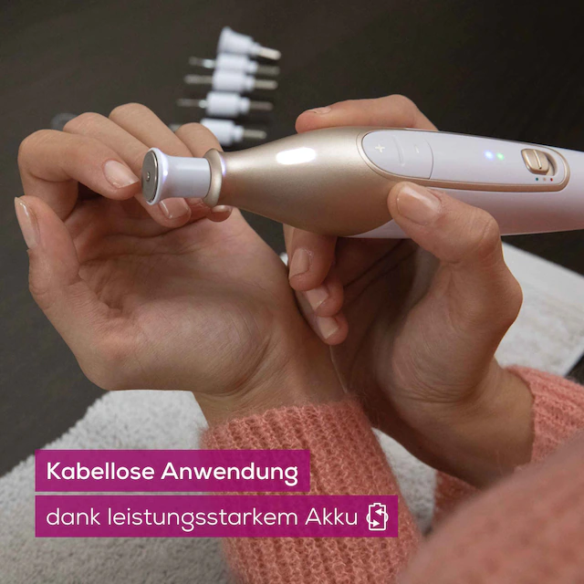 BEURER Maniküre-Pediküre-Set »MP 64 elektrische Nagelfeile mit Akku für kabellose  Maniküre« Mit 10 Aufsätzen für professionelle Maniküre und Pediküre zuhause