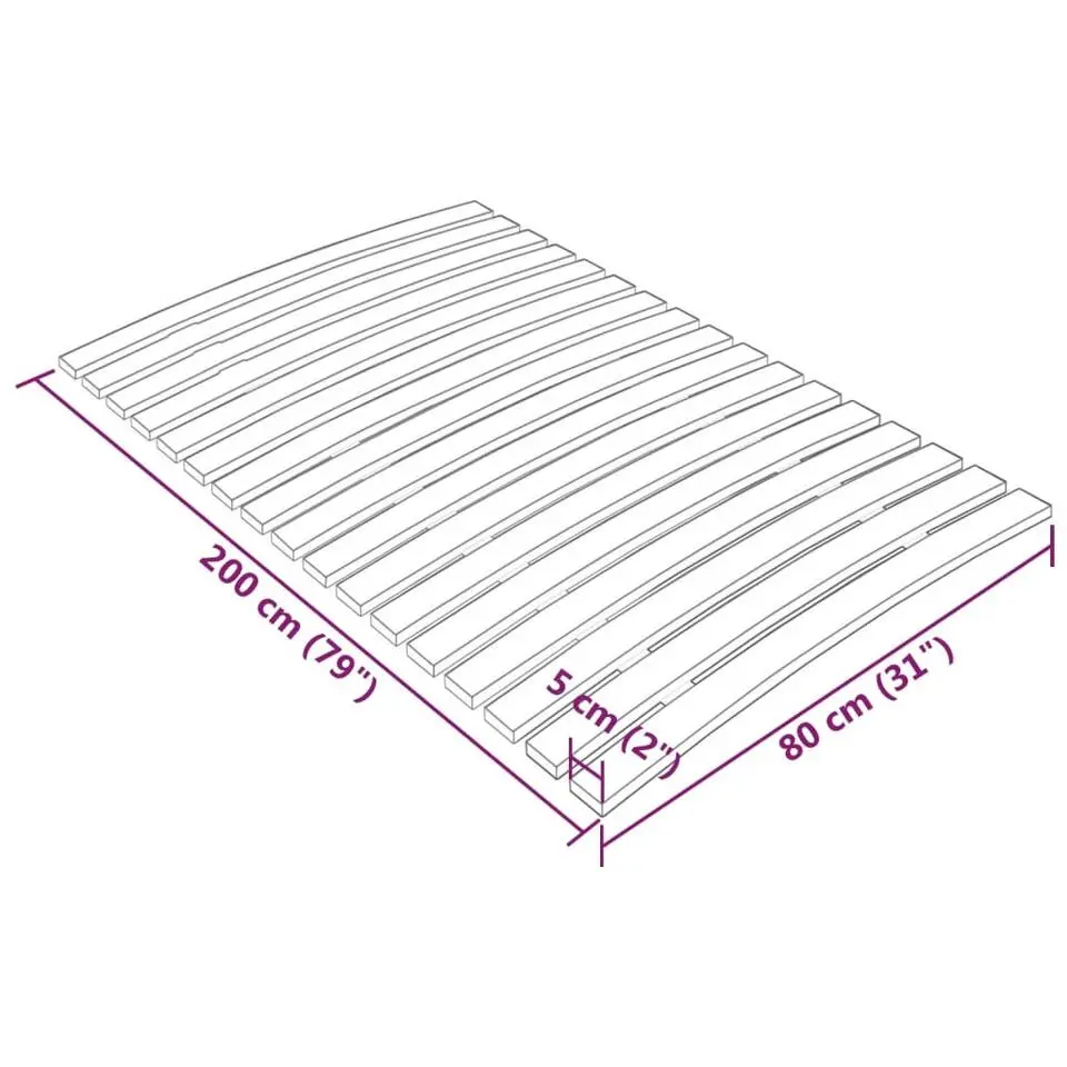 vidaXL - Lattenbodem met 17 latten - Bruin - Hout - 80 x 200 cm