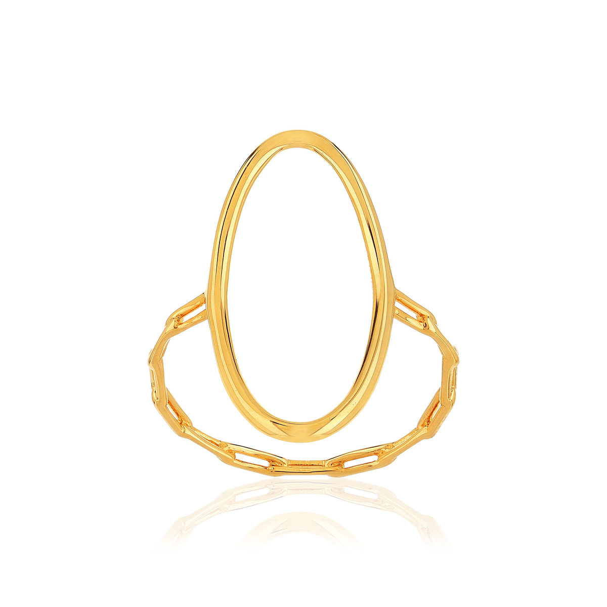 Bague plaqué or jaune, motif ovale style chaînage