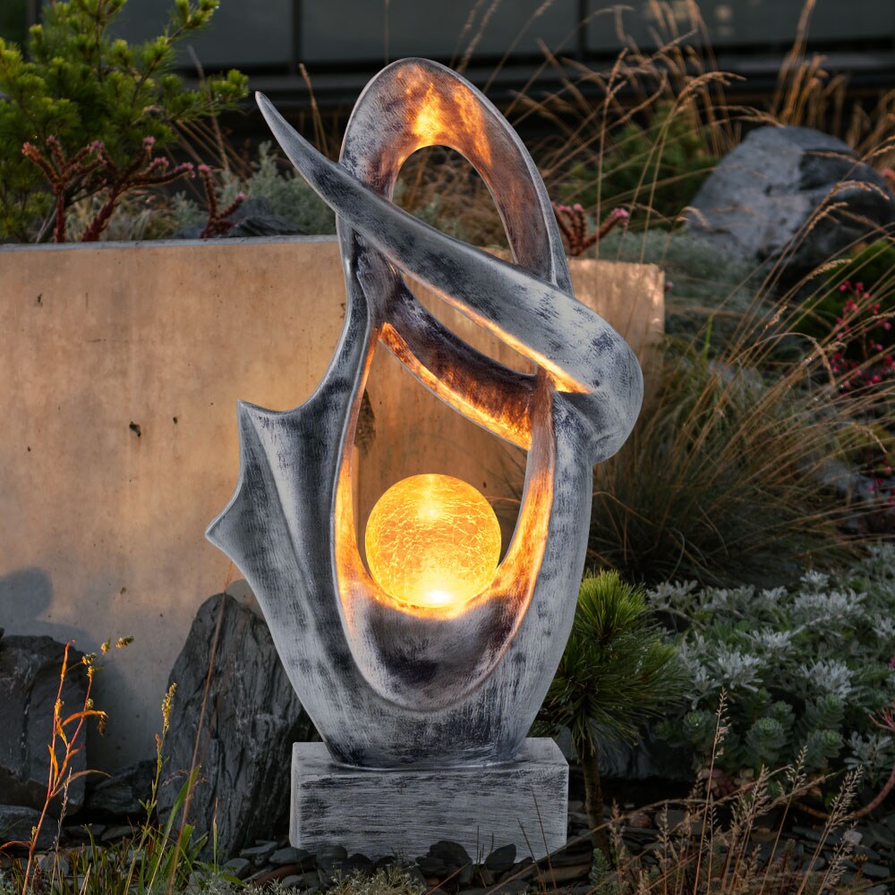 LED Solarleuchte, silber, Glas Crackle Design H 45 cm