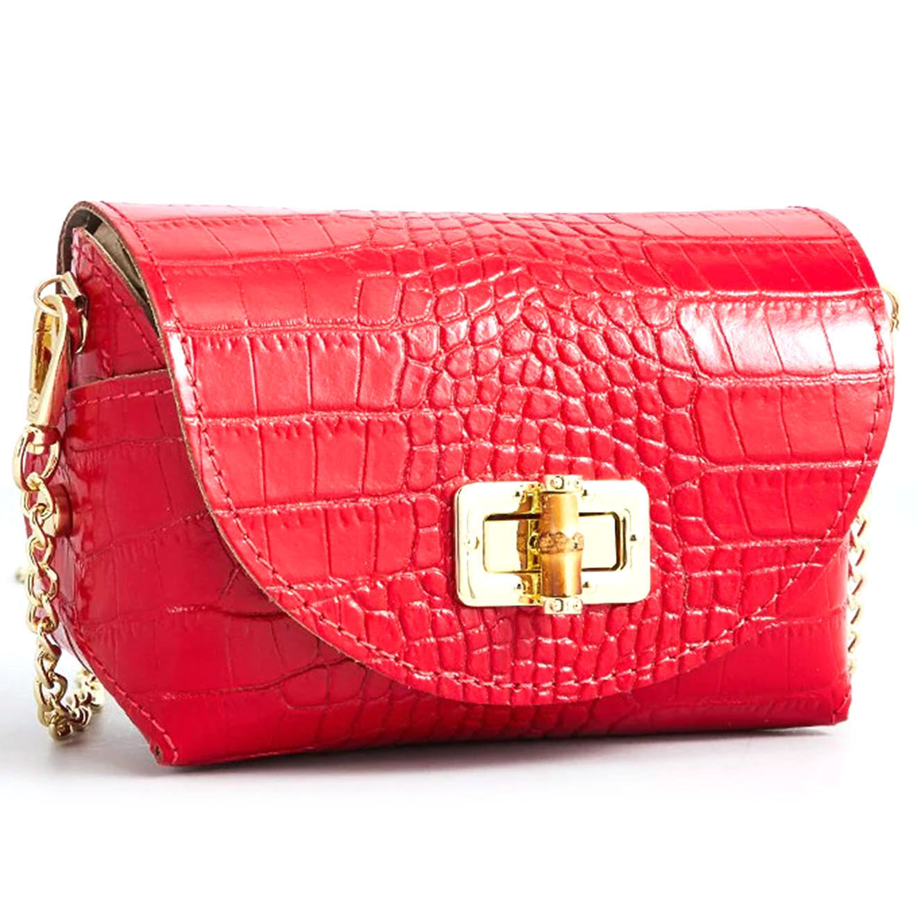 Christian Laurier Sac bandoulière  Etienne en Cuir effet croco rouge - 16x10x9 cm