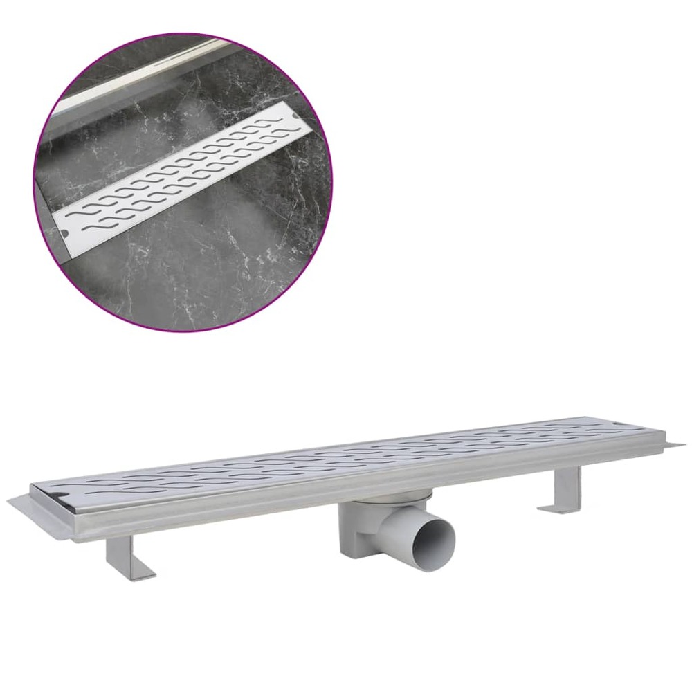 Drain de douche linéaire 630 x 140 mm acier inoxydable
