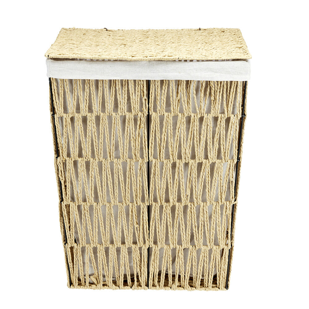 Panière de rangement 48L en métal et papier avec coton 41x31xH54cm