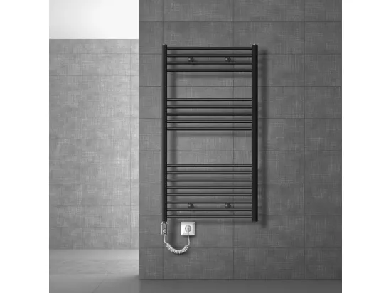 LuxeBath Radiateur Electrique Sahara 750x1200mm Anthracite, Sèche-Serviettes en Panneau, Raccordement Latéral, Droit