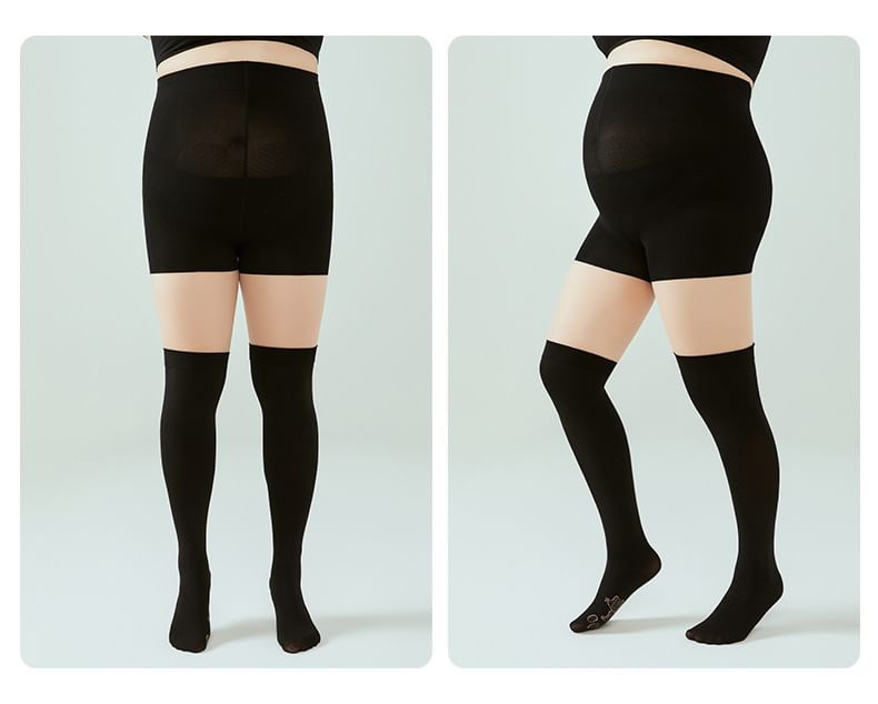 uliaque - Plus Size Mock Two-Piece Two Tone Tights