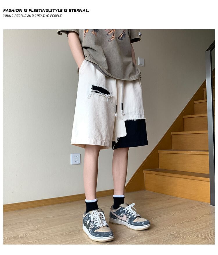 AXEN - Tweekleurige shorts met trekkoordtaille
