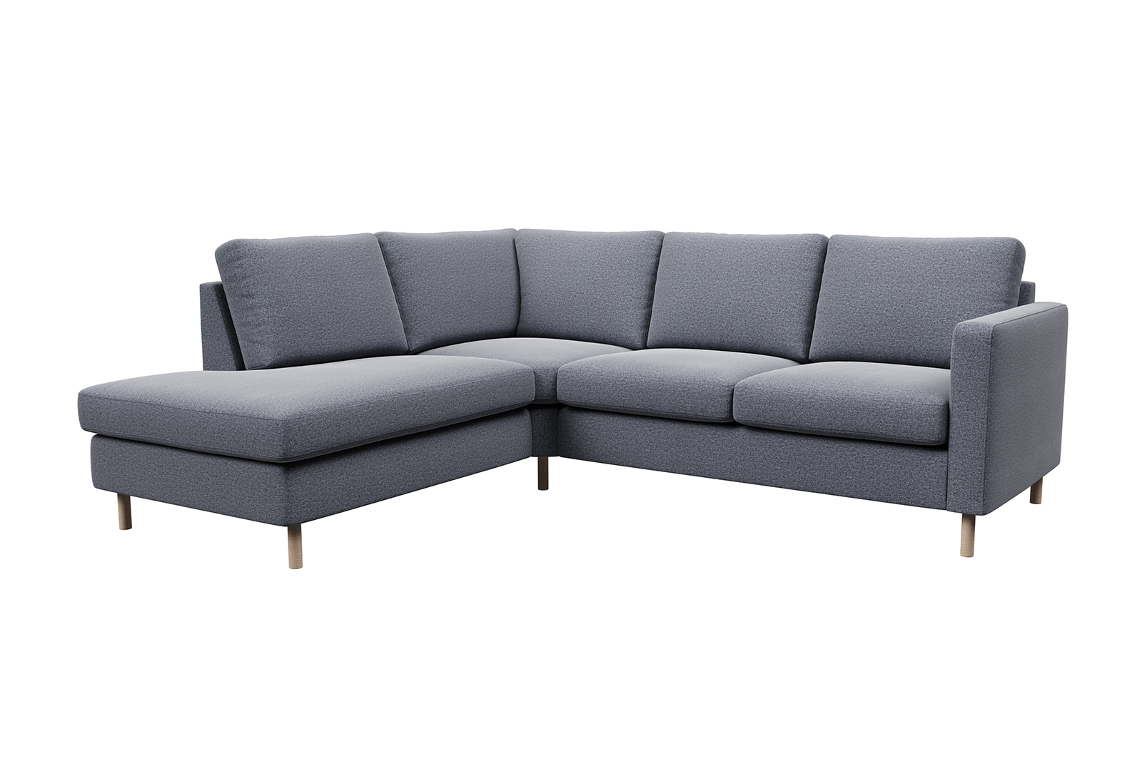 Viken hjørnesofa I tekstil Solid 7 antrazite . Arm B og hvitoljet eikeben. Skum komfort.