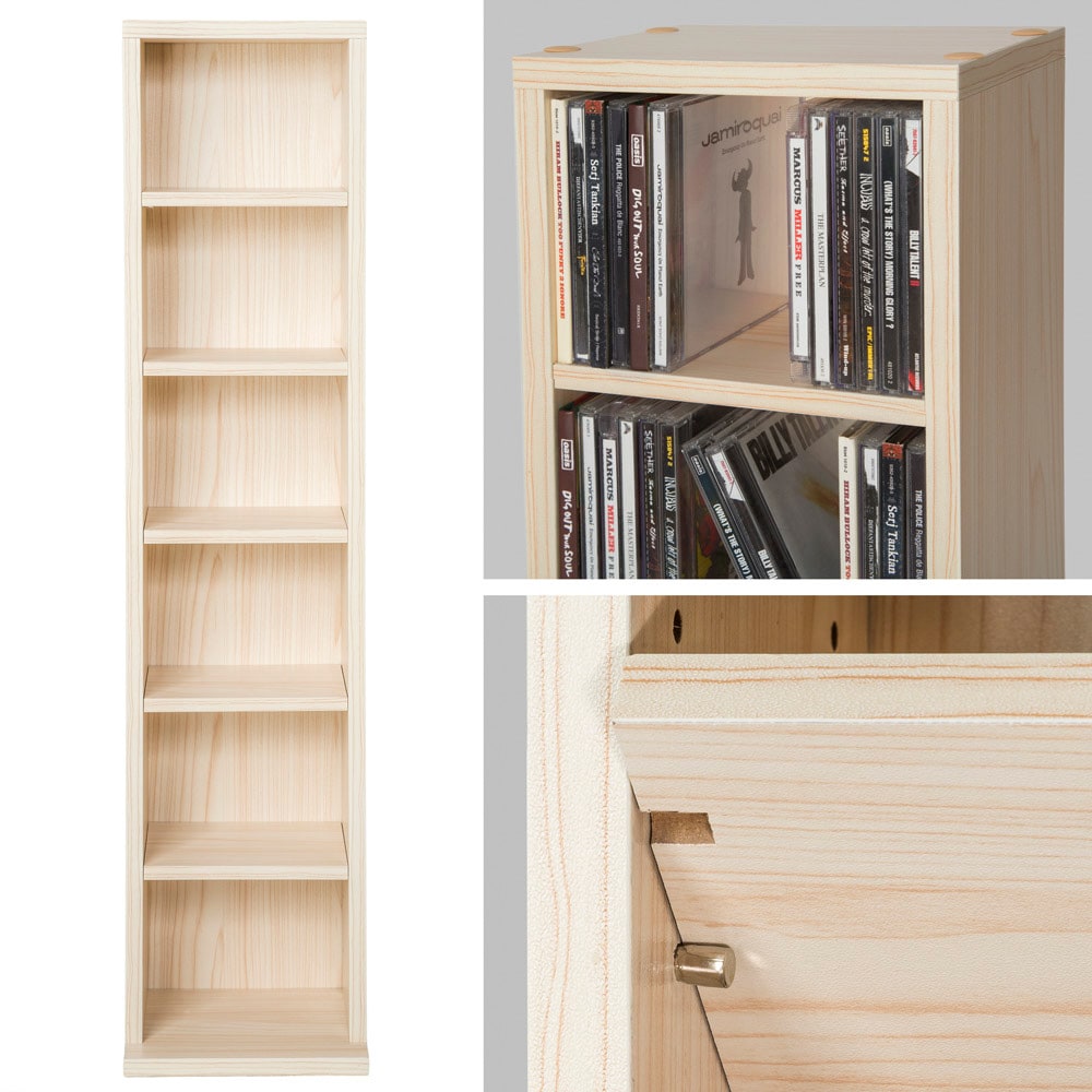 tectake® CD DVD Regal, in Holzoptik, höhenverstellbare und herausnehmbare Zwischenböden, 90 x 21 x 20 cm