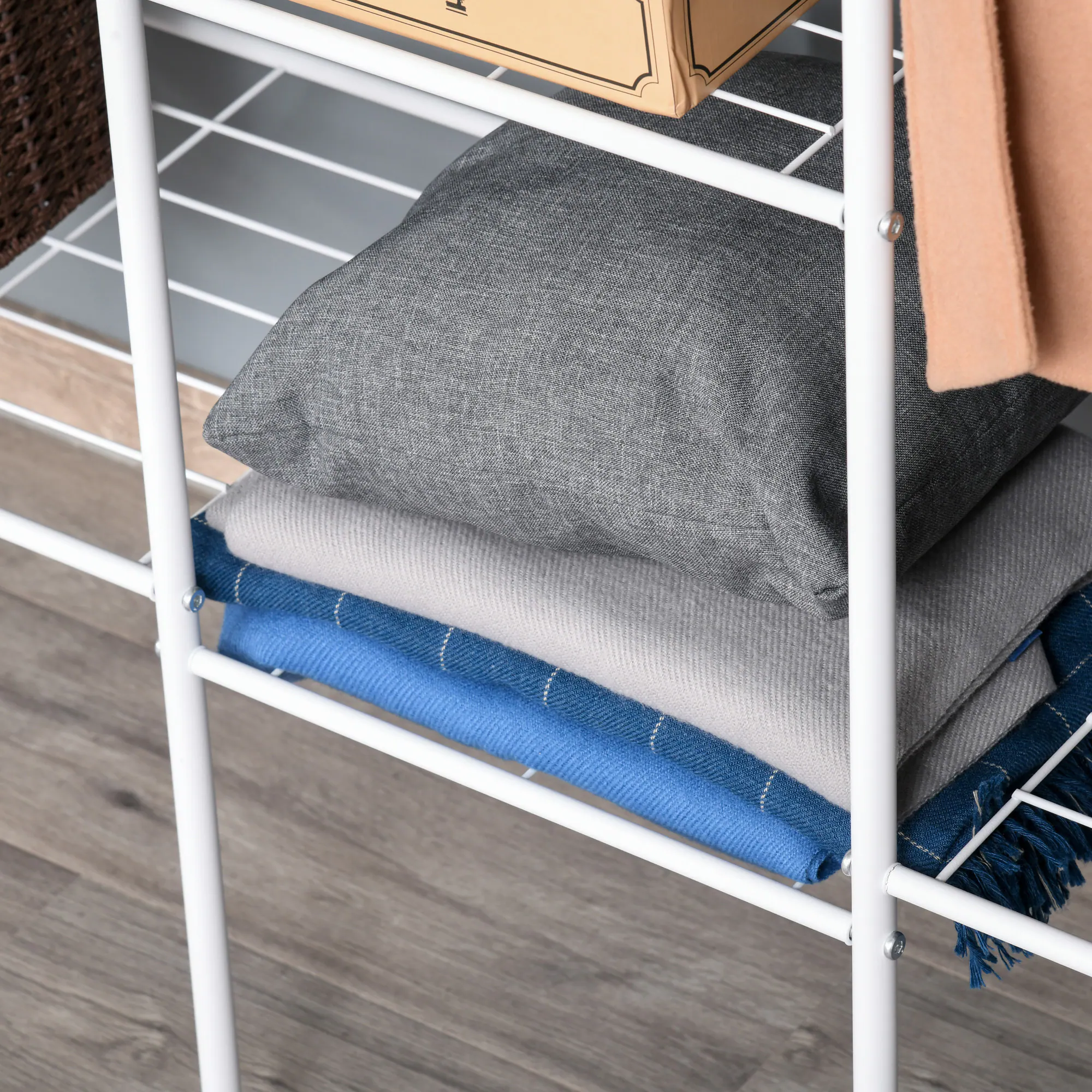 HOMCOM Kleiderständer mit 6 Regale weiß 176 x 47 x 177 cm (BxTxH)
