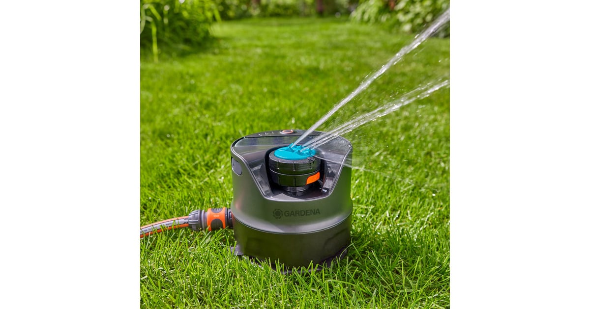 GARDENAIrrigatiesysteem AquaPrecise op zonne-energie voor gazon sprinklersysteem  (Grijs/turquoise, Sproeioppervlak 320 m²)
