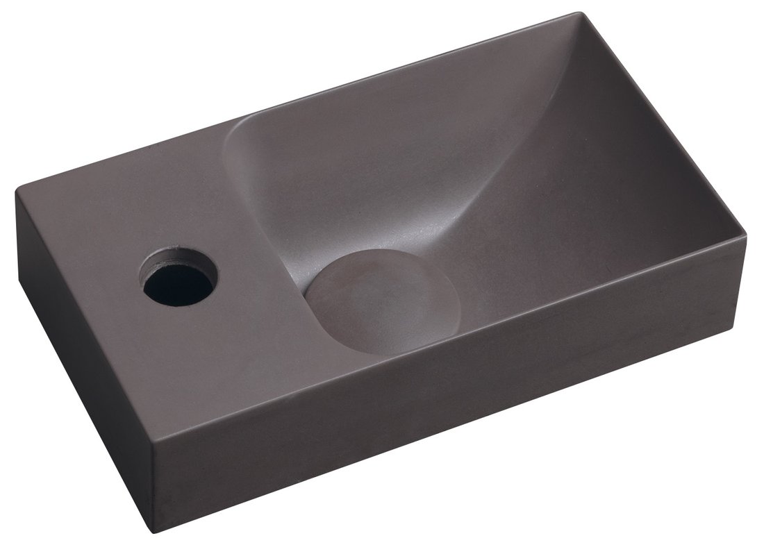Sapho Piccolino fontein beton kraangat links 31x17cm donkerbruin