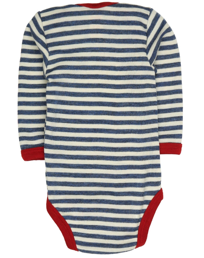 Woll-Langarmbody ESSENTIAL BABY gestreift in graublau melange