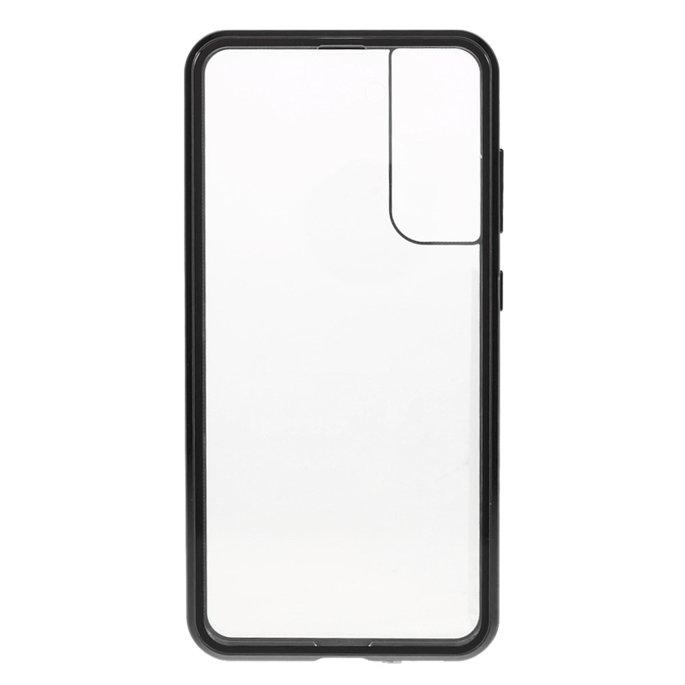 Samsung Galaxy S21 FE 5G Magnetische Alu Schutzhülle mit Panzer Glas Backcover   Displayschutz (Magnet-Technologie) - Schwarz