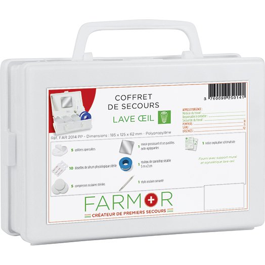 Coffret de secours Lave œil  avec stylo oculaire