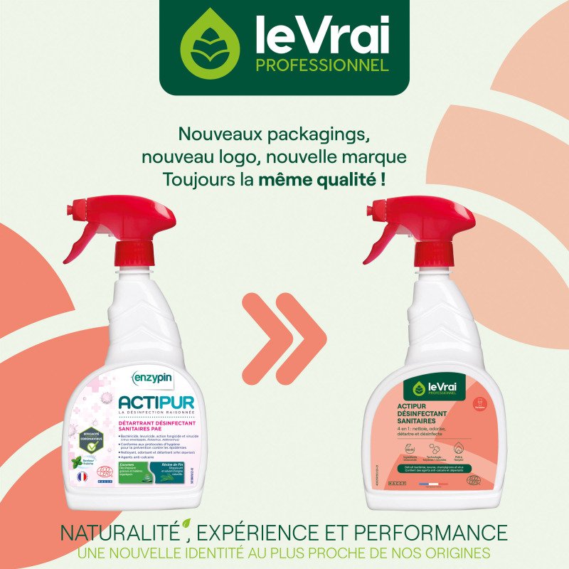 Détartrant désinfectant sanitaires Actipur Le Vrai Professionnel prêt à l'emploi - Spray de 750 ml