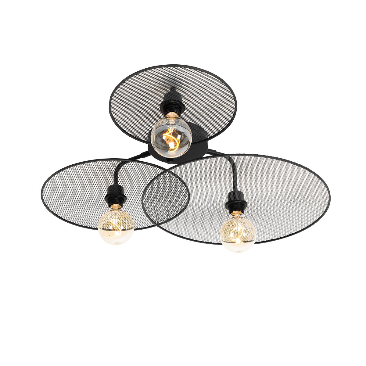 Design plafondlamp zwart met mesh 3-lichts - Jane
