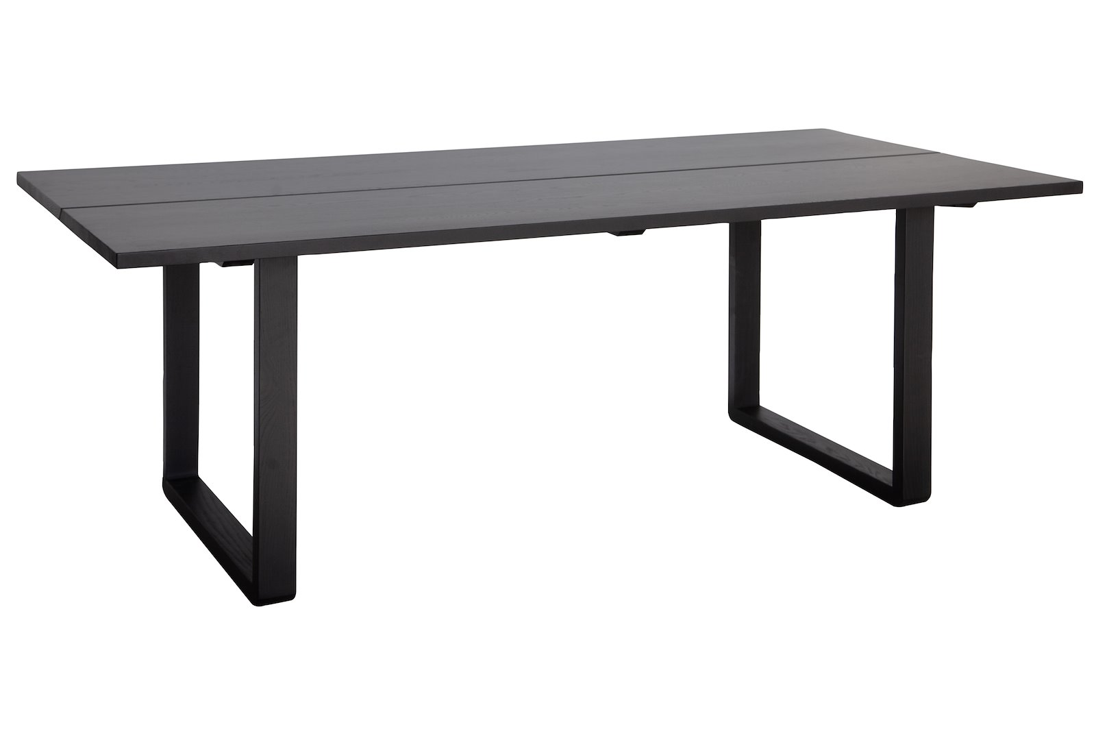 Woodcraft spisebord 100x220 cm. Sortbeiset heltre ask. Split top B, kant nr. 1 og sortbeiset ben nr. 6.