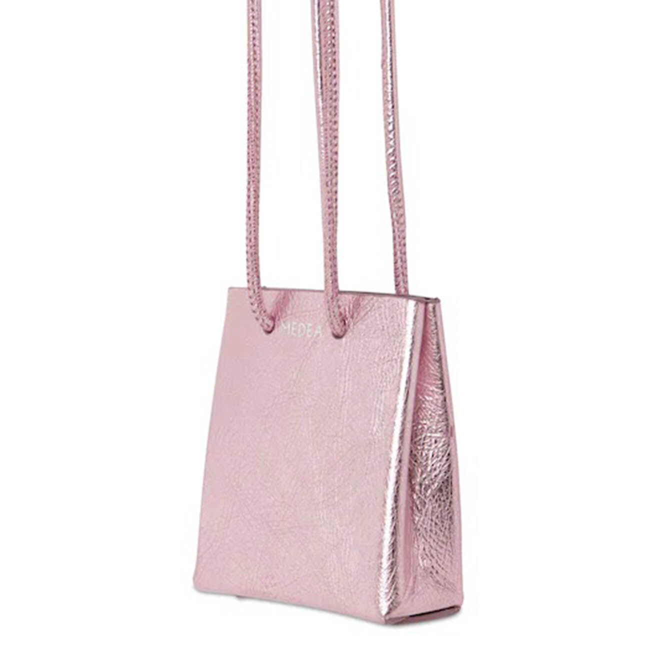 Medea Nano sac décoratif en Cuir rose métallisé - 6x7 cm